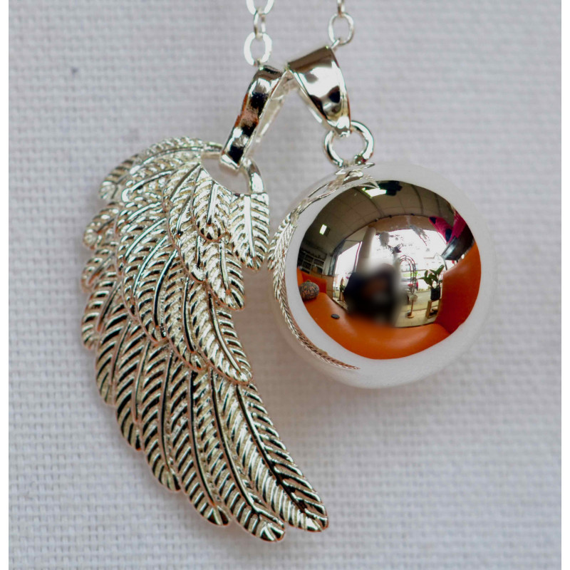 Bola de grossesse, collier avec pendentif et aile d'ange couleur argent en  vente sur nat-essence