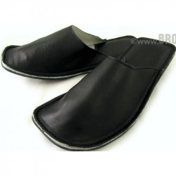 Chausson cuir Confort en cuir mat noir - Exclusif