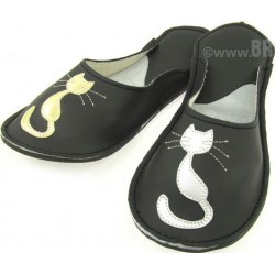 Chaussons cuir Brodi chat pour adulte femme.