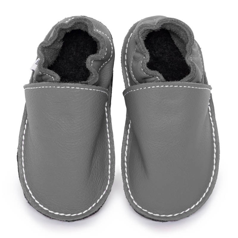 Chaussure cuir bébé gris