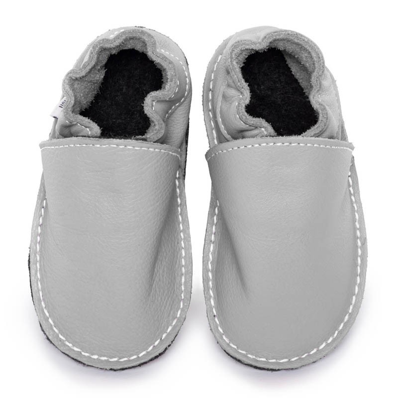 Chaussure cuir bébé Grises