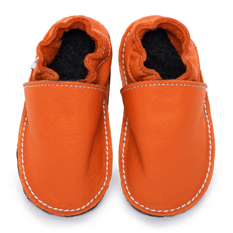 Chaussure cuir bébé Orange Volcan
