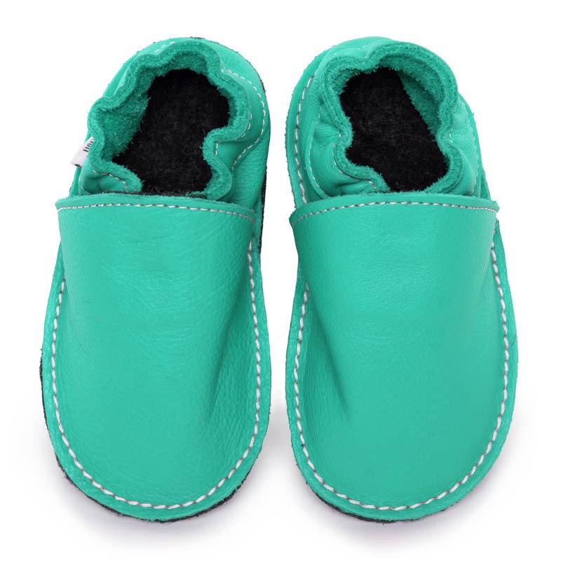 chaussure cuir bébé bleu/caraibe