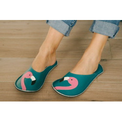 Chaussons cuir adulte Flamant rose
